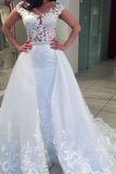 2024 Scoop Neck Wedding Dresses Sheath With Appliques PQHNEZXS