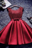 A Line Short Satin Homecoming Dresses Lace PQT2LMHS