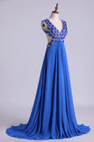 2024 V-Neck Prom Dresses A Line Chiffon PXKGGKP7