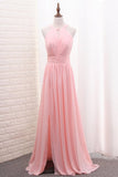 2024 Scoop A Line Chiffon Bridesmaid Dresses With Ruffles And P8E6D82E