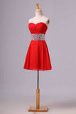 2024 Homecoming Dresses A Line Sweetheart Short/Mini With Rhinestone PY2P6R79