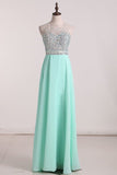 2024 Prom Dresses Open Back A Line Chiffon & Tulle With Beads P96Q51TY