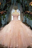 2024 Fantastic Pink Wedding Dresses Lace Up With Beads And Handmade Flowers P4ZFBDL9