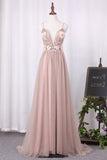 2024 Prom Dresses Spaghetti Straps Tulle With Applique PYBCFAK3