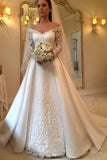 Princess Off the Shoulder Modest Wedding Dresses with Lace Long Sleeves STK15302