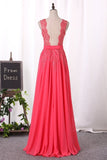 2024 Prom Dresses A Line Scoop Chiffon With Applique PYBZR8CF