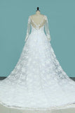 2024 Scoop Long Sleeves Wedding Dresses A Line Tulle With PMRT94PD