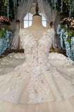 2024 New Arrival Wedding Dresses Scoop Neck With Appliques And Crystals P1AXCYTA