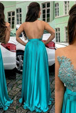 2024 A Line Scoop Prom Dresses Satin & Tulle With Applique PB2LSHHZ