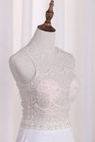 2024 New Arrival A Line Scoop Chiffon & Lace Wedding Dresses PAGMS1MZ