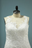 2024 Mermaid Wedding Dresses Tulle Scoop With Applique PYZT6TZN