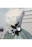 A Line Tulle Flowers Short Homecoming Dresses PKPTT1XK