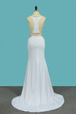 2024 Mermaid Spaghetti Straps Prom Dresses Spandex With Beading PMJ6BDCH