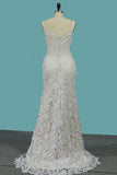 2024 Mermaid Lace Spaghetti Straps Wedding Dresses With Beads P7DBR4S9