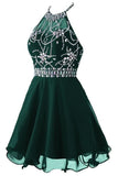 2024 A Line Cute Homecoming Dress Halter Short/Mini Chiffon&Tulle Beaded P6ERKMLH