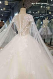 2024 New Arrival Tulle Scoop Neck Wedding Dresses Zipper Up With Appliques And Beading P7TDLHLZ