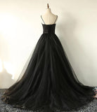 Charming Black Spaghetti Straps Sweetheart Tulle Evening Dresses, Formal STK15626