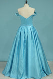 2024 New Arrival Off The Shoulder Prom Dresses A Line Satin PZ3B16RP