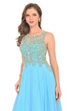 2024 Prom Dresses Scoop Chiffon With Beading A PTPS21JR