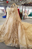 2024 Luxury Wedding Dresses Ball Gown Off-The-Shoulder Royal Train Lace P5GRR3K7