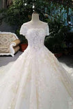 2024 Luxurious Wedding Dresses Tulle Lace Up With Beads Sequins Appliques PHE1RXDD