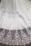 2024 New Arrival Wedding Dresses Tulle Scoop Neck With Appliques And Handmade Flowers Lace Up PT7R3MGF