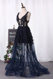 2024 Open Back V Neck Prom Dresses A Line Tulle PFKH8ZRG