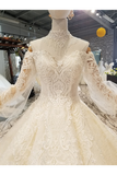 Count Train Princess Wedding Dresses Sweetheart Long Sleeves Ball Gown Wedding STKPJ37M9KE