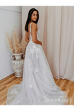 Romantic V Neckline Backless Wedding Dress Appliqued Ball Gown Bridal SRSPSMCZA6Q