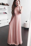 2024 Bateau Prom Dresses A Line Chiffon Floor Length P15DMQH8