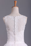 New Arrival Spaghetti Straps Wedding Dresses Sheath Lace & Tulle With Applique Court Train STKPRX2EKZH