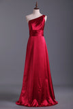 2024 Burgundy/Maroon One Shoulder Bridesmaid Dresses Floor Length A PPC39AG3