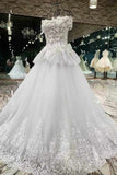 2024 Off The Shoulder A-Line Wedding Dresses Floor Length Lace Up PK4RJJ9S