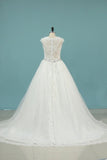 2024 V Neck A Line Beaded Waistline Wedding Dresses Lace P1BRHZ1F