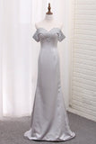 2024 Off The Shoulder Satin Mermaid Prom Dresses P3LREE8L