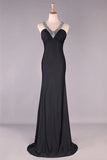 2024 Slim V Neck Prom Dress Sheath Floor Length Open Back Discount PJX4QJG5