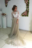 Long Puff Sleeves Prom Dresses Appliques See Through Evening Prom STKP2HJK88Z