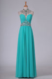 2024 Sexy Open Back High Neck With Beads And Ruffles Prom Dresses A PQ6X3HHX