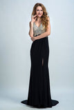 2024 Prom Dresses Full Beaded Bodice Backless Chiffon Sweep Train PBBEFT1E