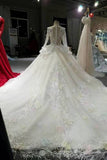 2024 New Arrival Long Sleeves Wedding Dresses Scoop Neck Tulle Zipper Up P6ANRS66