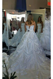 2024 Wedding Dresses Sweetheart Taffeta With Ruffles And Beads PAMB779P