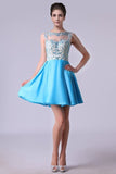 2024 Bateau A Line Homecoming Dresses Satin With Beads PH5H4D6M