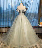 Ball Gown Strapless Appliques Beads Tulle Quinceanera Dresses with Lace up, Prom Dresses STK15564