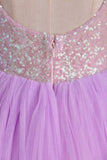 2024 Homecoming Dresses Open Back Scoop Sequined Bodice Tulle P4RC9S5L