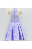 A-Line Above-Knee Lilac Satin Printed Homecoming Dress P5QC8RQK