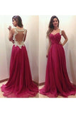 Prom Dresses Straps A Line Floor Length With Applique PDRXYPR1