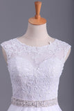 2024 White Scoop Wedding Dresses A-Line Court Train With Beads PT7EDP5C