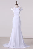 2024 New Arrival Scoop Short Sleeves Evening Dresses PY9MDH3K