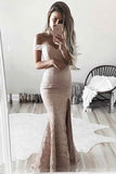 2024 Off The Shoulder Mermaid Prom Dresses Lace With Slit PREZYYL8