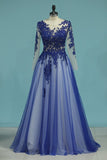 2024 See-Through Prom Dresses Scoop Long Sleeves Tulle With PQHF8ZZC